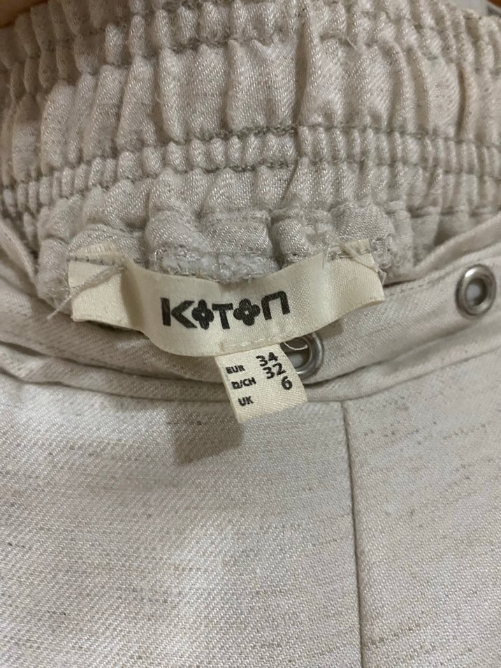 Beyaz Regular Fit Keten Kadın Pantolon - Görsel 2