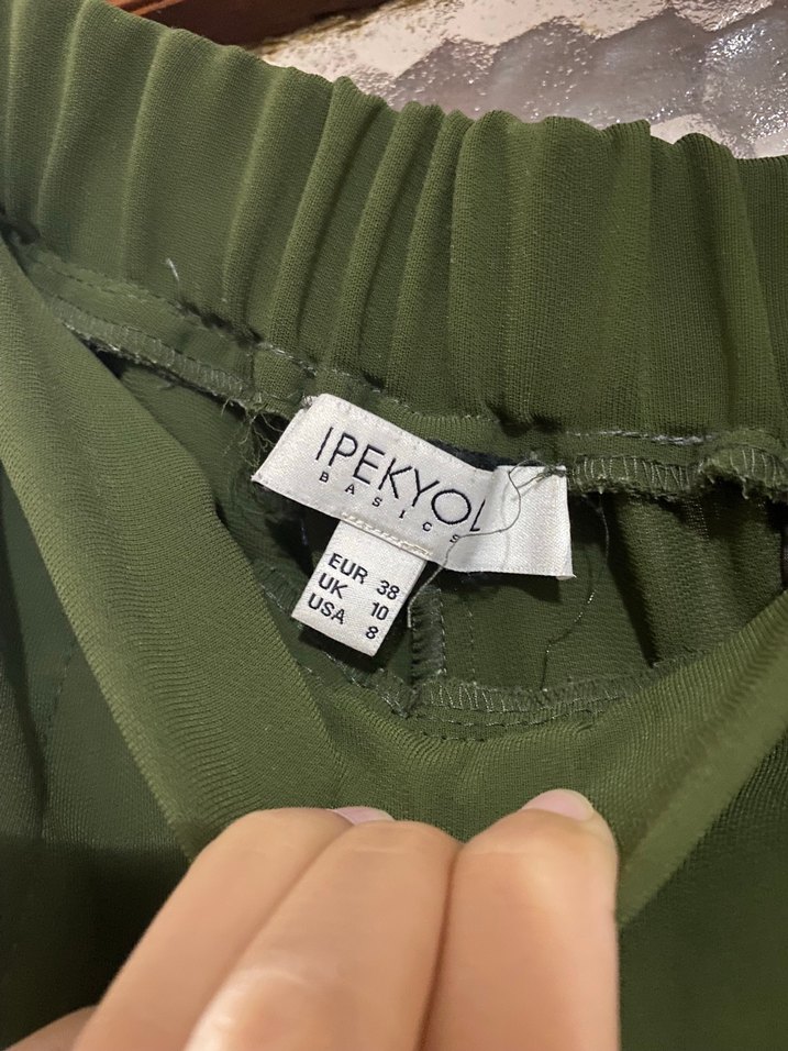 ipekyol Kadın Haki Rahat Kesim Fermuarlı Pantolon - Görsel 2