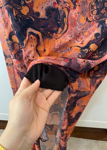 Kahverengi Bağlama Desenli Uzun Bohem Etek - Görsel 3