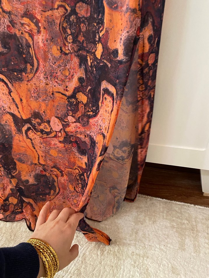 Kahverengi Bağlama Desenli Uzun Bohem Etek - Görsel 2