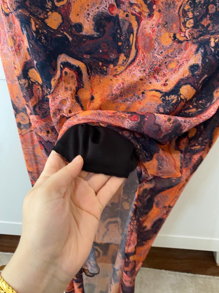 Kahverengi Bağlama Desenli Uzun Bohem Etek - Görsel 3