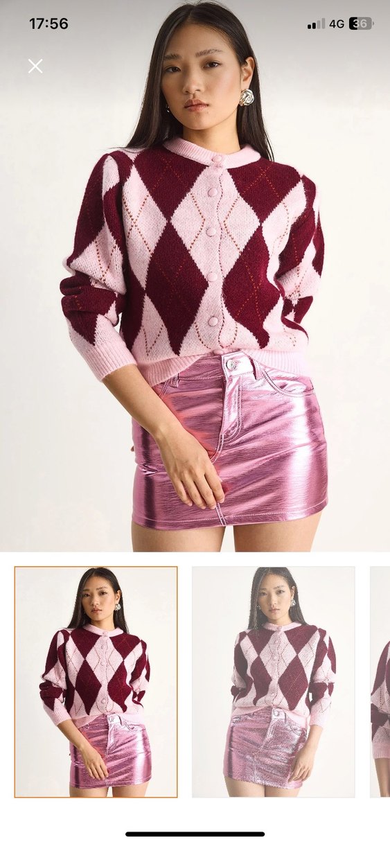 Kadın Pembe-bordo Triko Hırka - Görsel 2