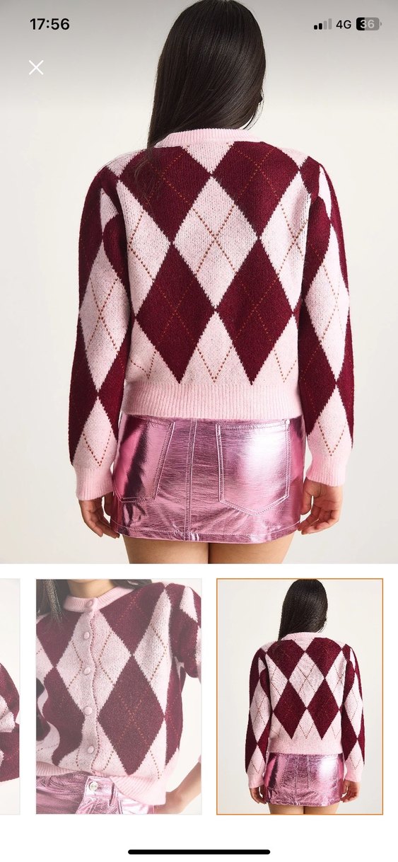 Kadın Pembe-bordo Triko Hırka - Görsel 3