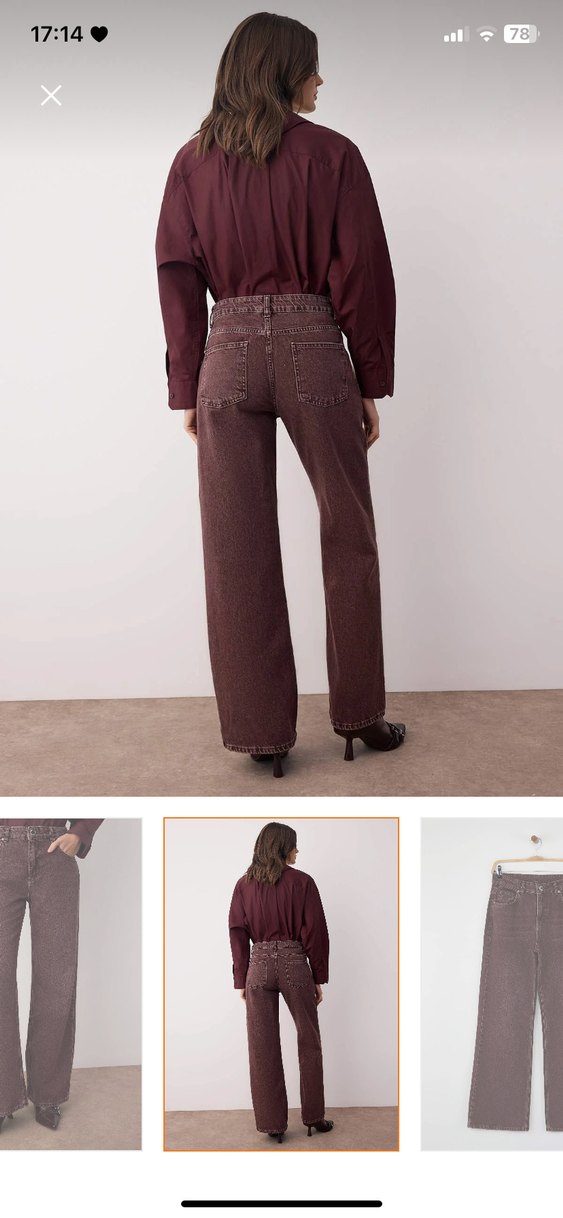 Kadın bordo Regular Fit Midi Denim Pantolon - Görsel 4