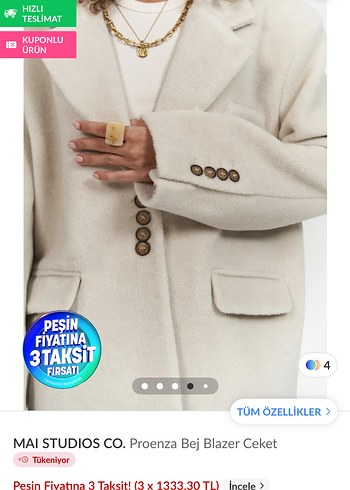 MAI STUDIOS CO. Proenza Bej Blazer Ceket - Görsel 3