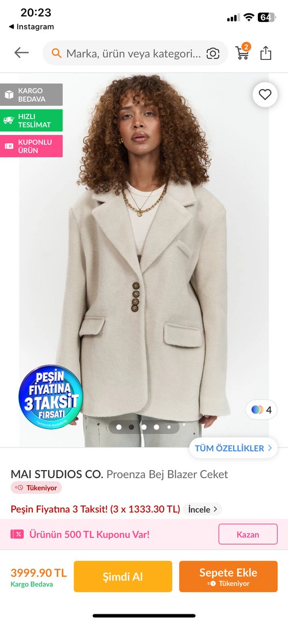 MAI STUDIOS CO. Proenza Bej Blazer Ceket - Görsel 2