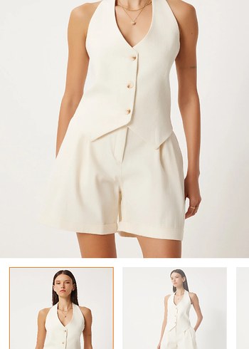 Bej Kadın Mini Bermuda Şort - Görsel 2