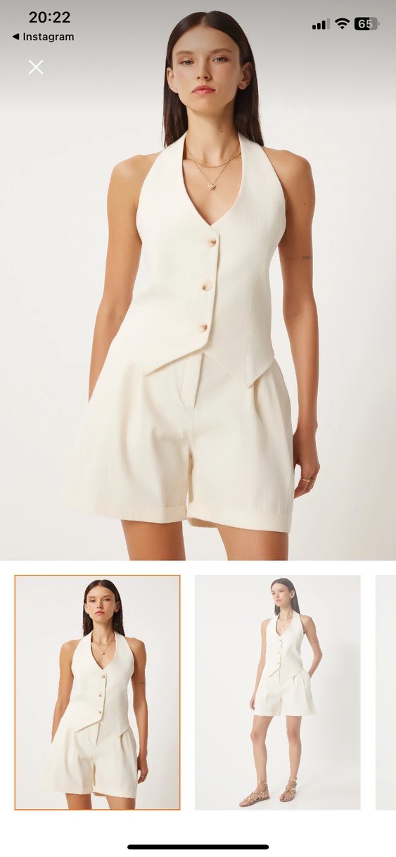 Bej Kadın Mini Bermuda Şort - Görsel 2