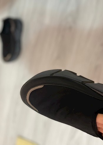 Siyah Elastik Platform Topuklu Kadın Spor Ayakkabı - Görsel 3