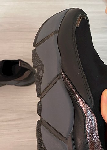 Siyah Elastik Platform Topuklu Kadın Spor Ayakkabı - Görsel 2