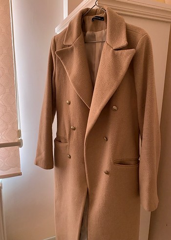 Bej Kadın Süet Uzun Kaban - Görsel 2