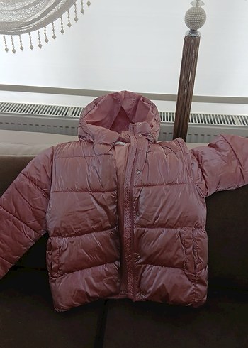 Pembe Düğmeli Kadın Kışlık Mont - Görsel 3