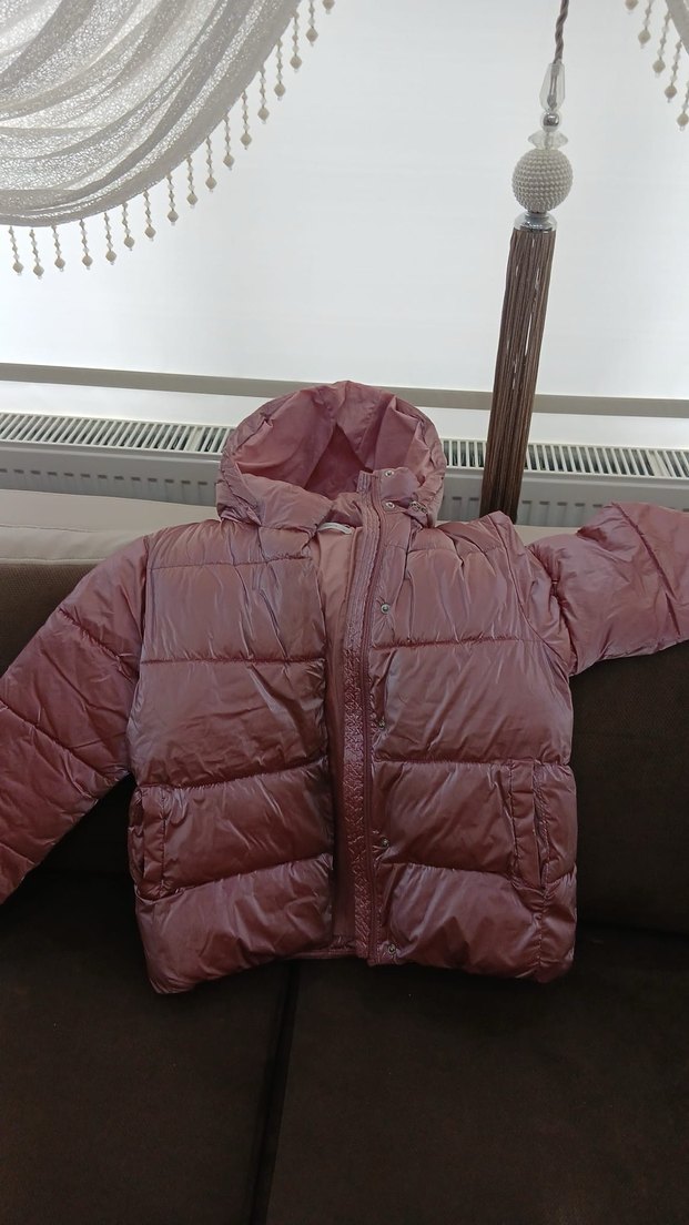 Pembe Düğmeli Kadın Kışlık Mont - Görsel 3