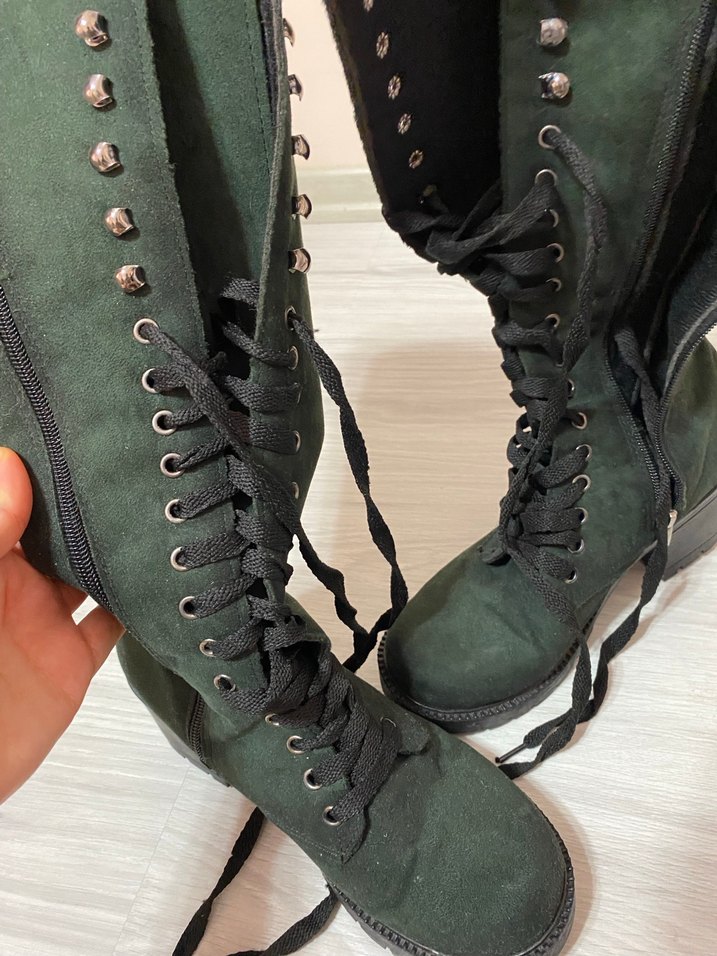 Kötü yeşil zümrüt yeşil uzun bot - Görsel 3