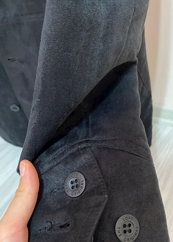 Siyah Süet Düğmeli Uzun Erkek Ceket - Görsel 4