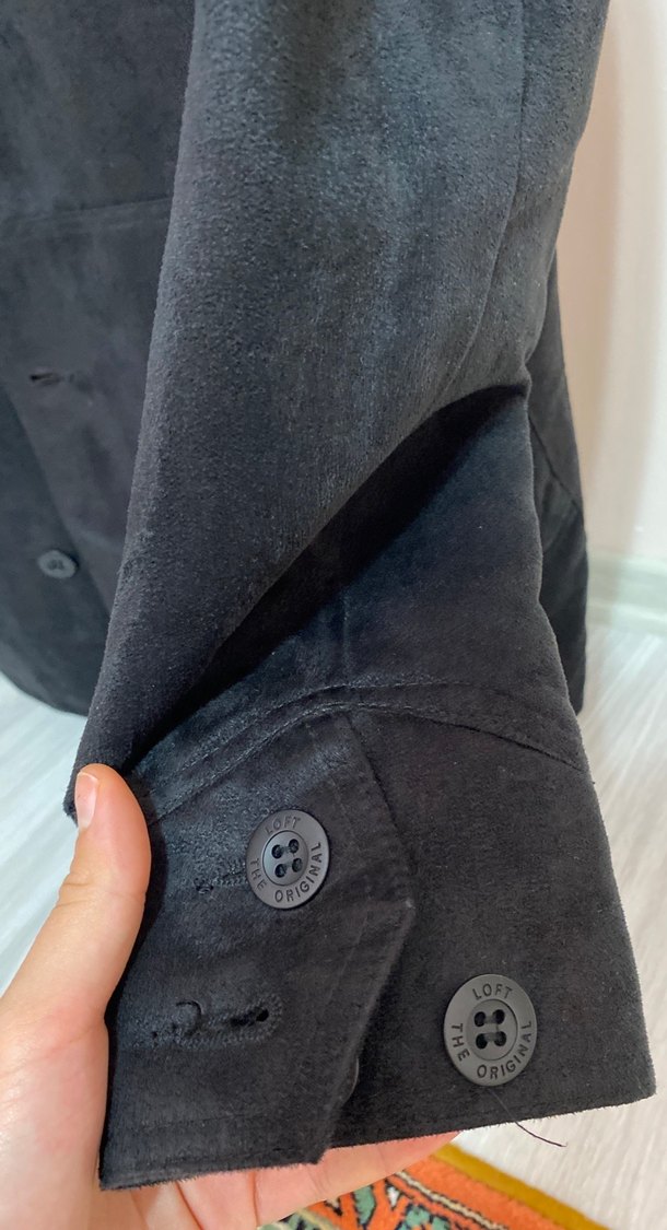 Siyah Süet Düğmeli Uzun Erkek Ceket - Görsel 4