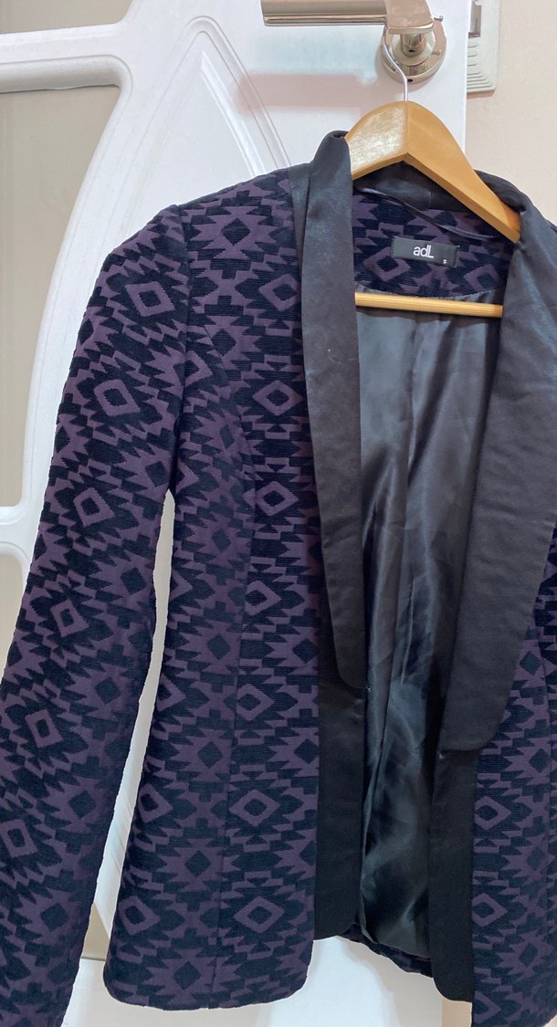 Düğmeli Mor Kadın Blazer - Görsel 3