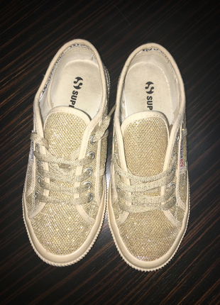Superga altın simli spor ayakkabı