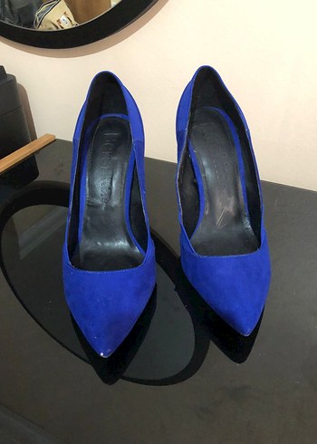 41 Beden Mavi Süet Topuklu Stiletto Kadın Ayakkabı