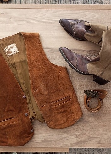 Vintage Western Süet Yelek..