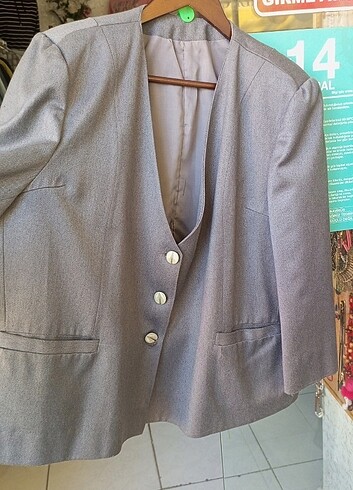 xl Beden gri Renk 90'lar Vintage Vatkalı Oversize Blazer & Ceket..