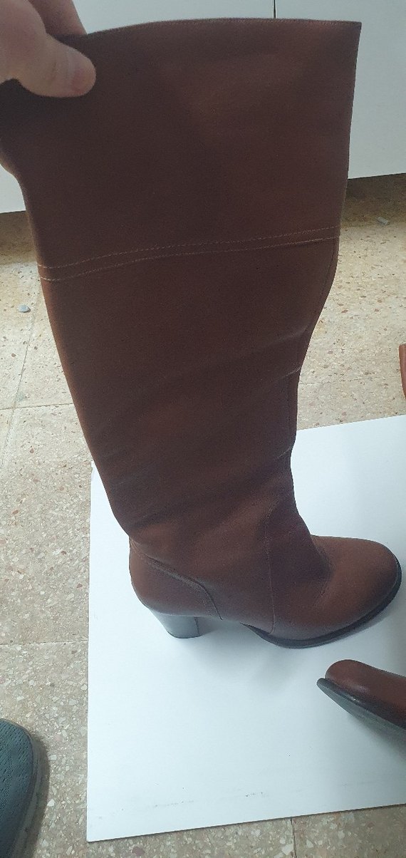 kahverengi Deri Tokalı Dizüstü Kadın Çizme - Görsel 2