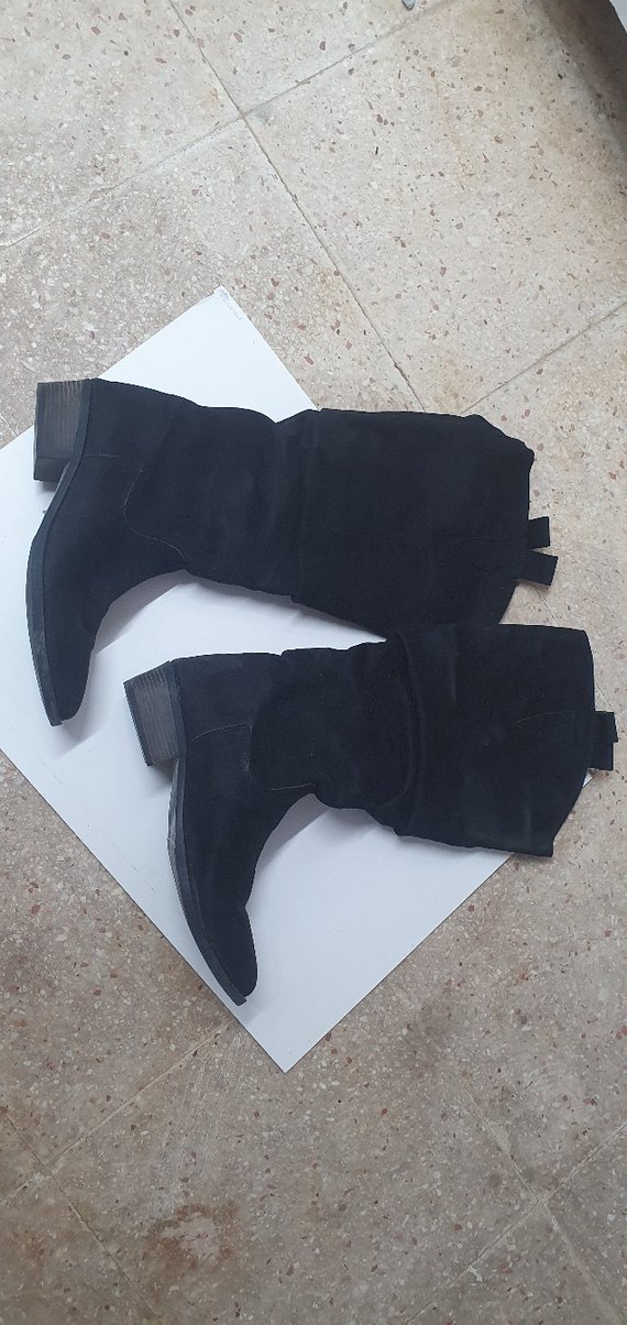 Siyah Süet Tokalı Dizüstü Kadın Çizmesi - Görsel 3