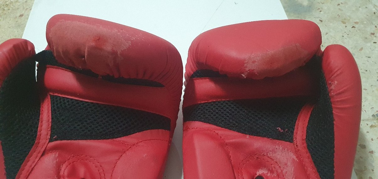 Kırmızı Deri Boks Eldivenleri Velcro Bantlı - Görsel 5