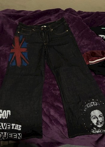 2K Desenli Mor Grunge Punk Kadin Kot Pantolon