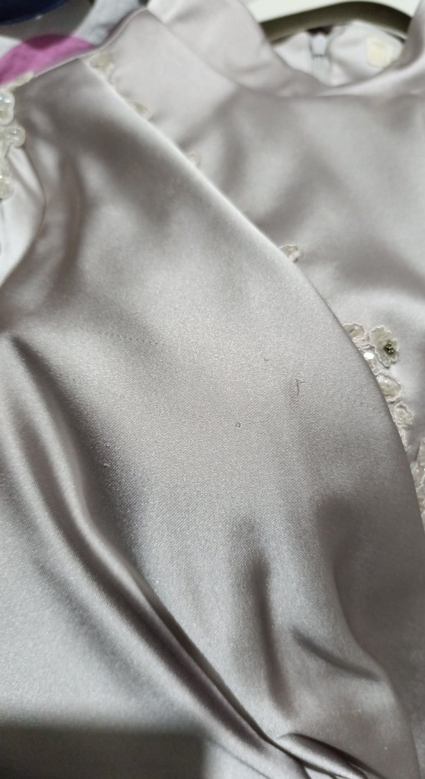 Gri Nakışlı Uzun Kollu Drapeli Abiye Elbise - Görsel 4