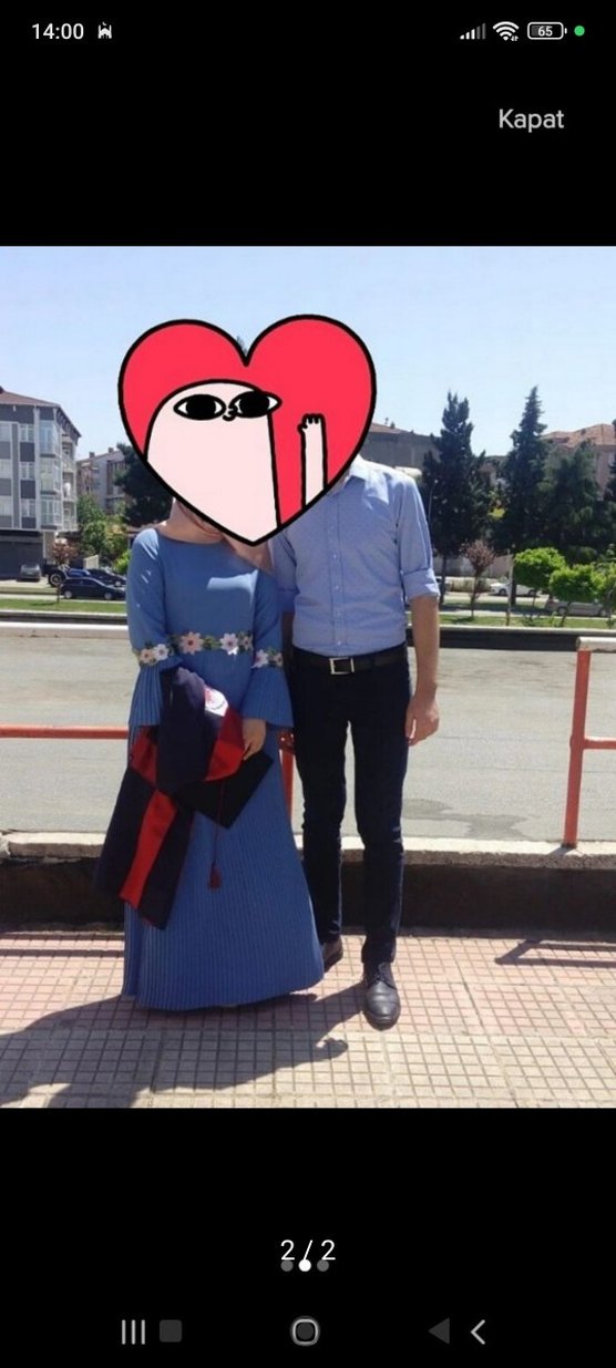 Mavi Piliseli Uzun Kollu Tesettür Elbise - Görsel 2