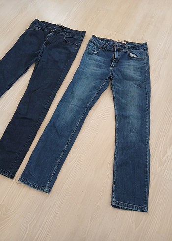 33 Beden Mavi ve Gri Normal Boy Kadın Denim Pantolon