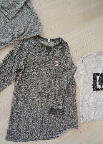 xl Beden gri Renk Gri Hamile Uzun Kollu Basic Triko
