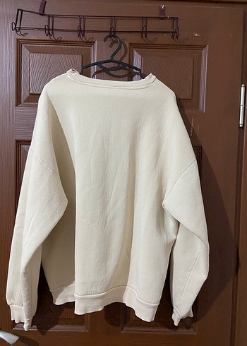 Kadın Beyaz Basic Uzun Kollu Sweatshirt - Görsel 3