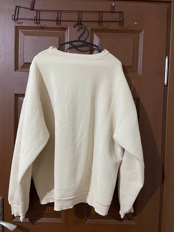 Kadın Beyaz Basic Uzun Kollu Sweatshirt - Görsel 3