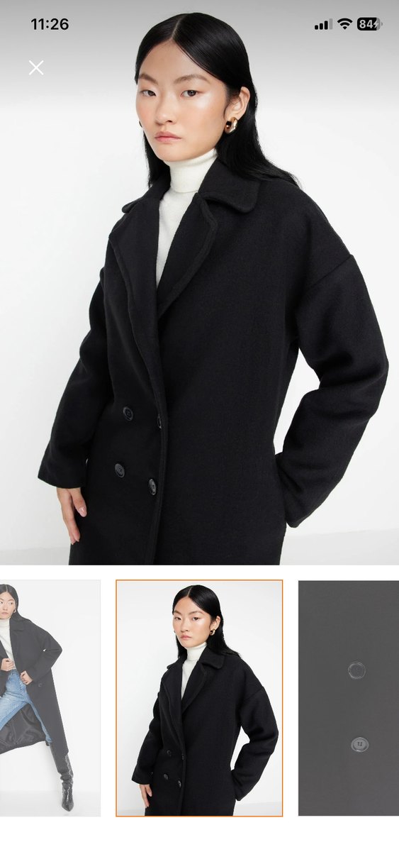 Siyah Çift Düğmeli Kaban - Görsel 3