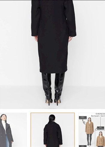 Siyah Çift Düğmeli Kadın Kaban - Görsel 2