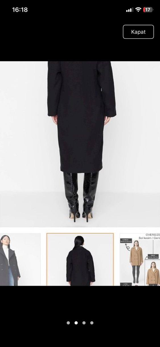 Siyah Çift Düğmeli Kadın Kaban - Görsel 2