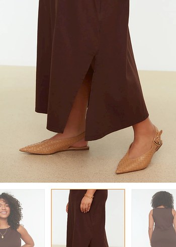 Kahverengi Uzun Elbise - Görsel 4