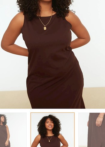 Kahverengi Uzun Elbise - Görsel 3