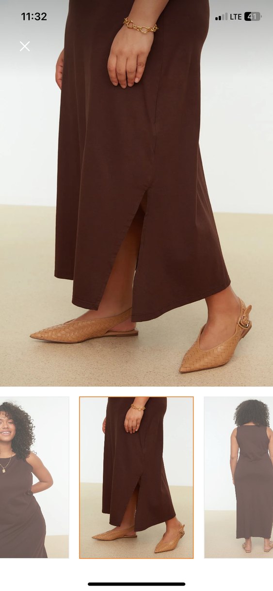 Kahverengi Uzun Elbise - Görsel 4