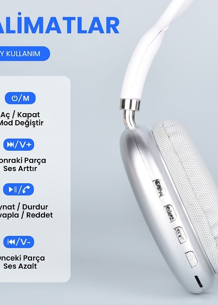 P9 Air Max Kulaklık Kablosuz Bluetooth Kulaklık Wireless 5.0 Müz - Görsel 2