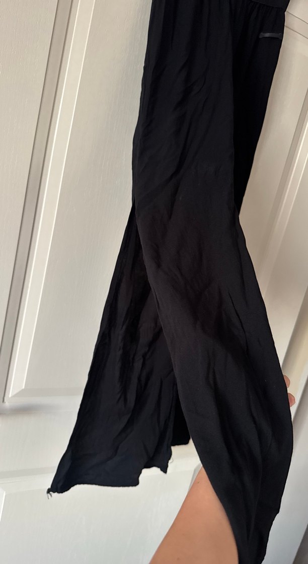 Siyah Salaş Uzun Kadın Pantolon - Görsel 2