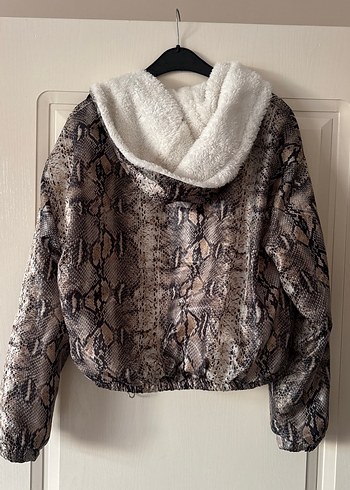 Kürklü Yılan Desenli Kadın Ceket - Görsel 4