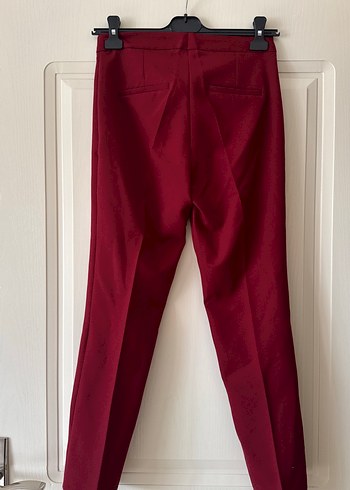 Bordo Düğmeli Kadın Kumaş Pantolon - Görsel 4