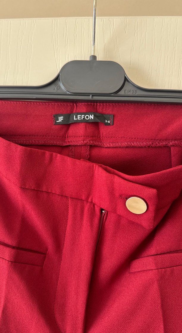 Bordo Düğmeli Kadın Kumaş Pantolon - Görsel 2