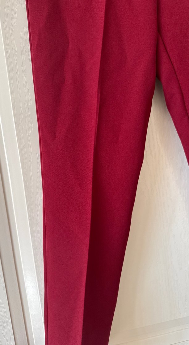 Bordo Düğmeli Kadın Kumaş Pantolon - Görsel 3