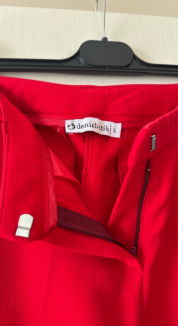 Parlak Kırmızı Kadın Kumaş Pantolon - Görsel 2