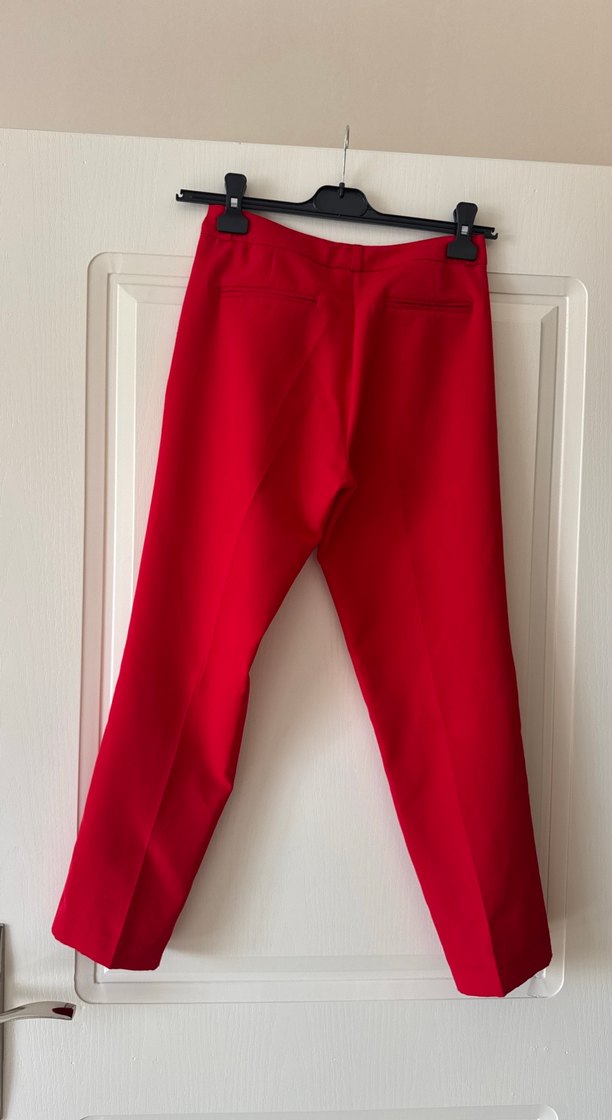 Parlak Kırmızı Kadın Kumaş Pantolon - Görsel 4