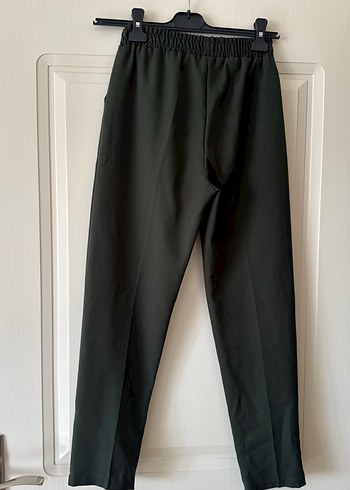 Kadın Siyah Bel Bantlı Kumaş Pantolon - Görsel 3